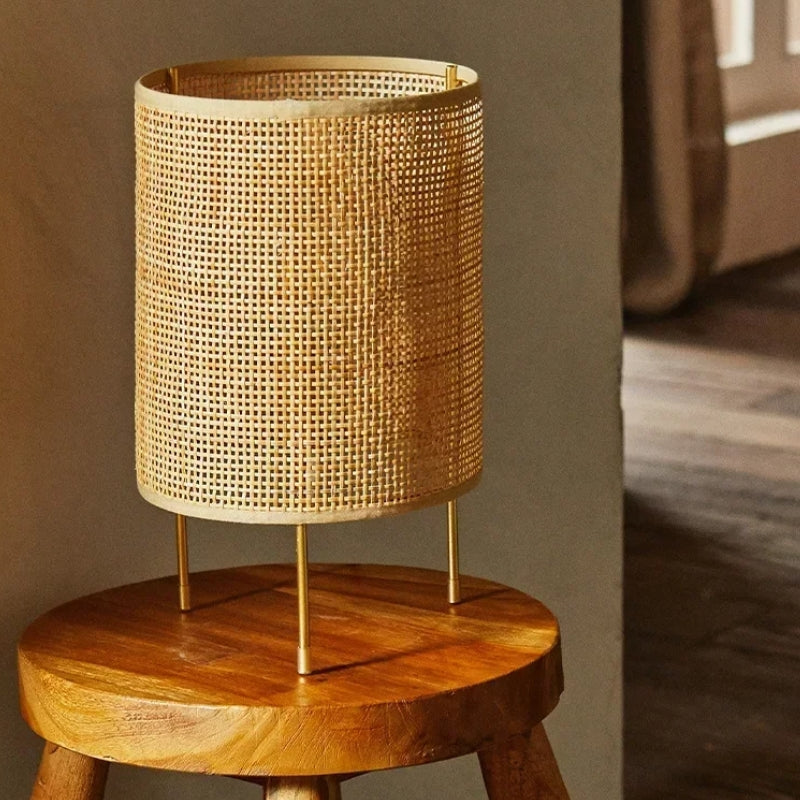 lampe a poser rotin